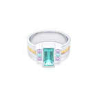Bague Art Déco Or Bicolore, Saphirs et Tourmalines