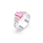 Bague Art Déco Or Bicolore, Saphirs et Tourmalines