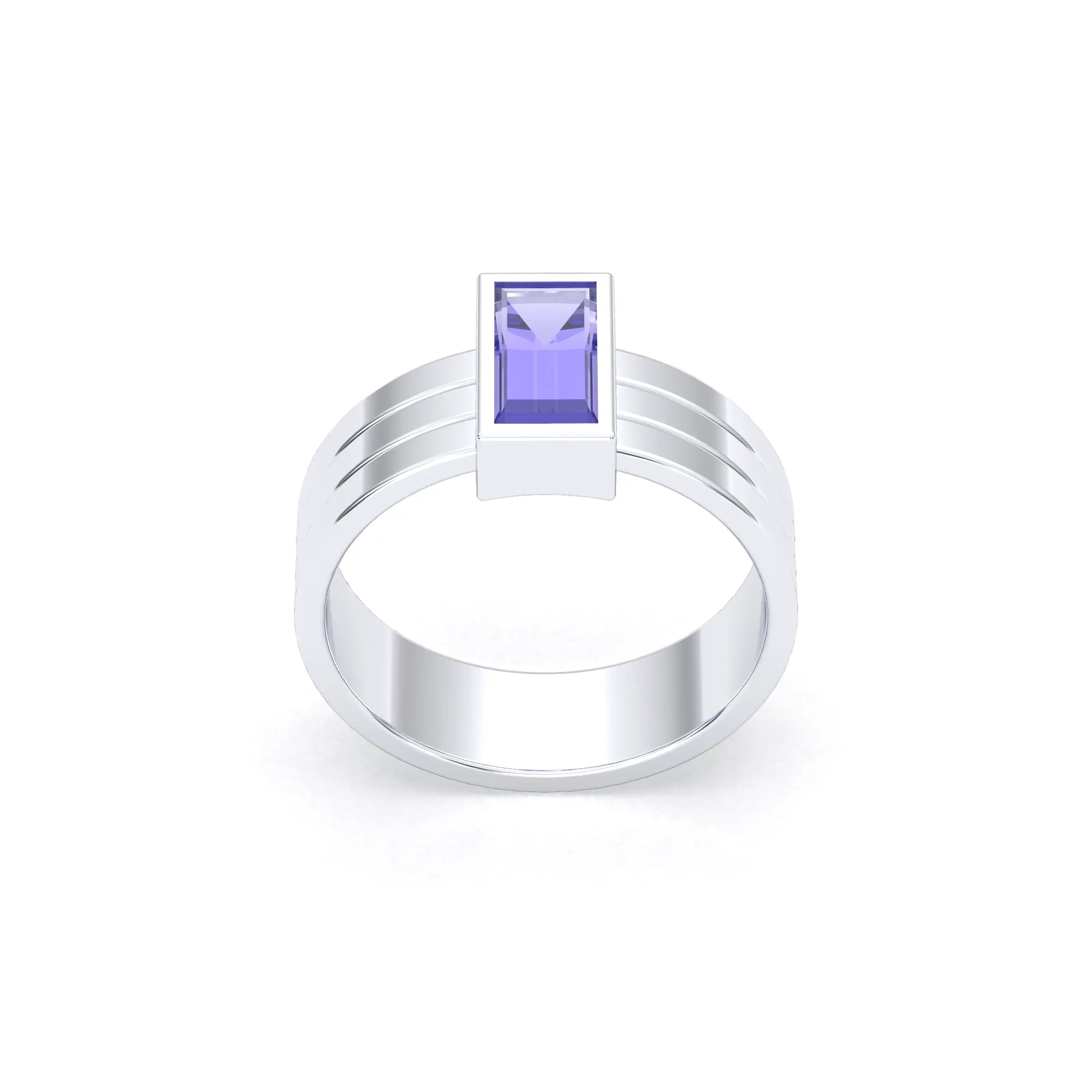 Bague Art Déco – Or Blanc & Pierre Fine Taille Baguette