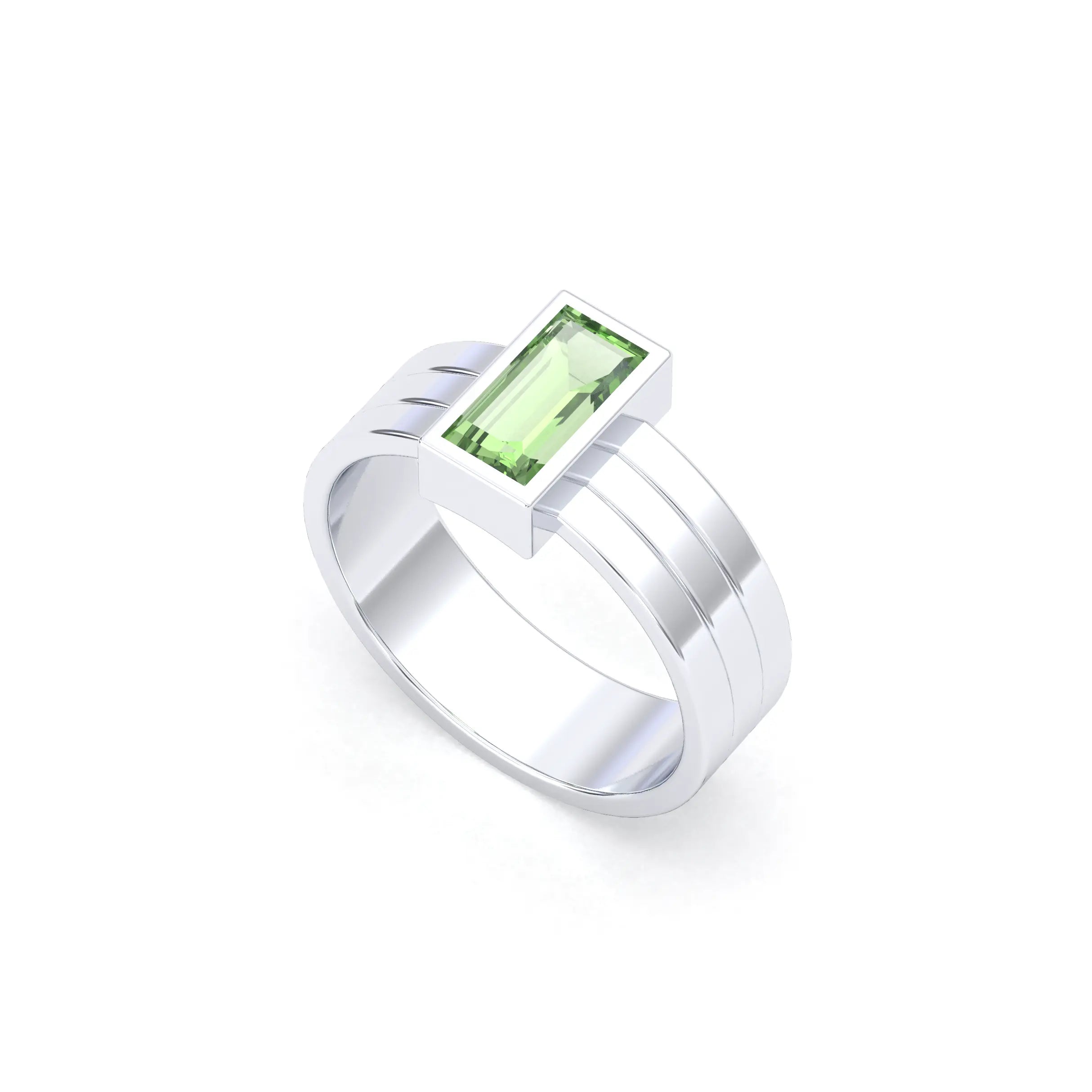 Bague Art Déco – Or Blanc & Pierre Fine Taille Baguette