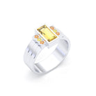 Bague Art Déco – Or Blanc 18k & Cascade de Pierres Précieuses Citrine