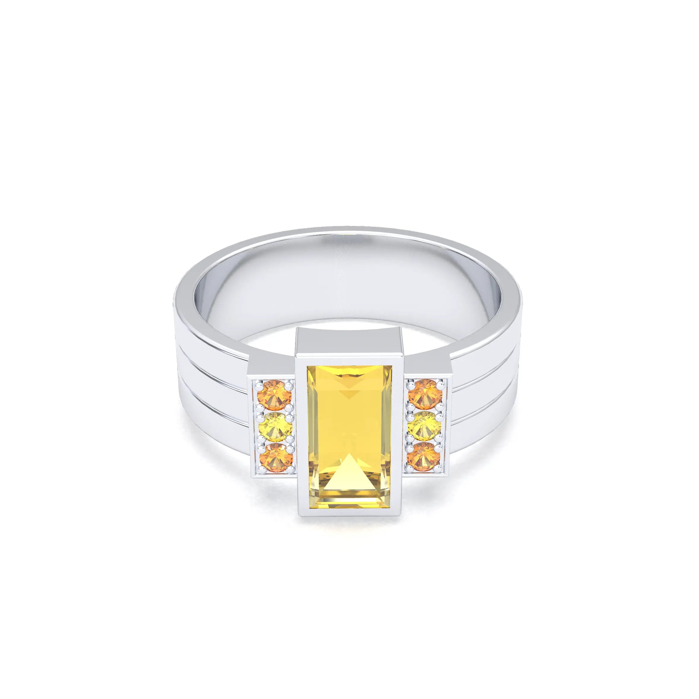 Bague Art Déco – Or Blanc 18k & Cascade de Pierres Précieuses