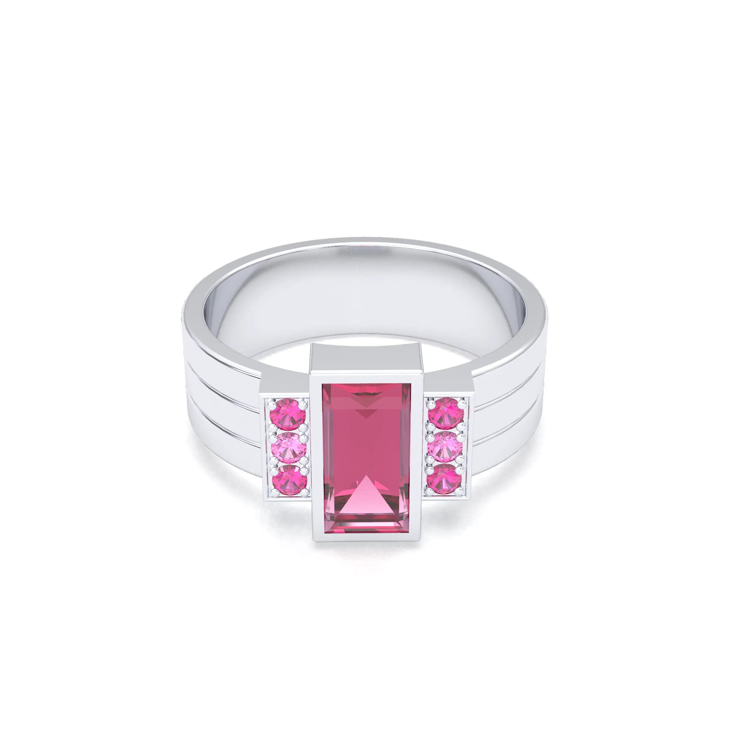 Bague Art Déco – Or Blanc 18k & Cascade de Pierres Précieuses