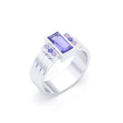 Bague Art Déco – Or Blanc 18k & Cascade de Pierres Précieuses Iolite