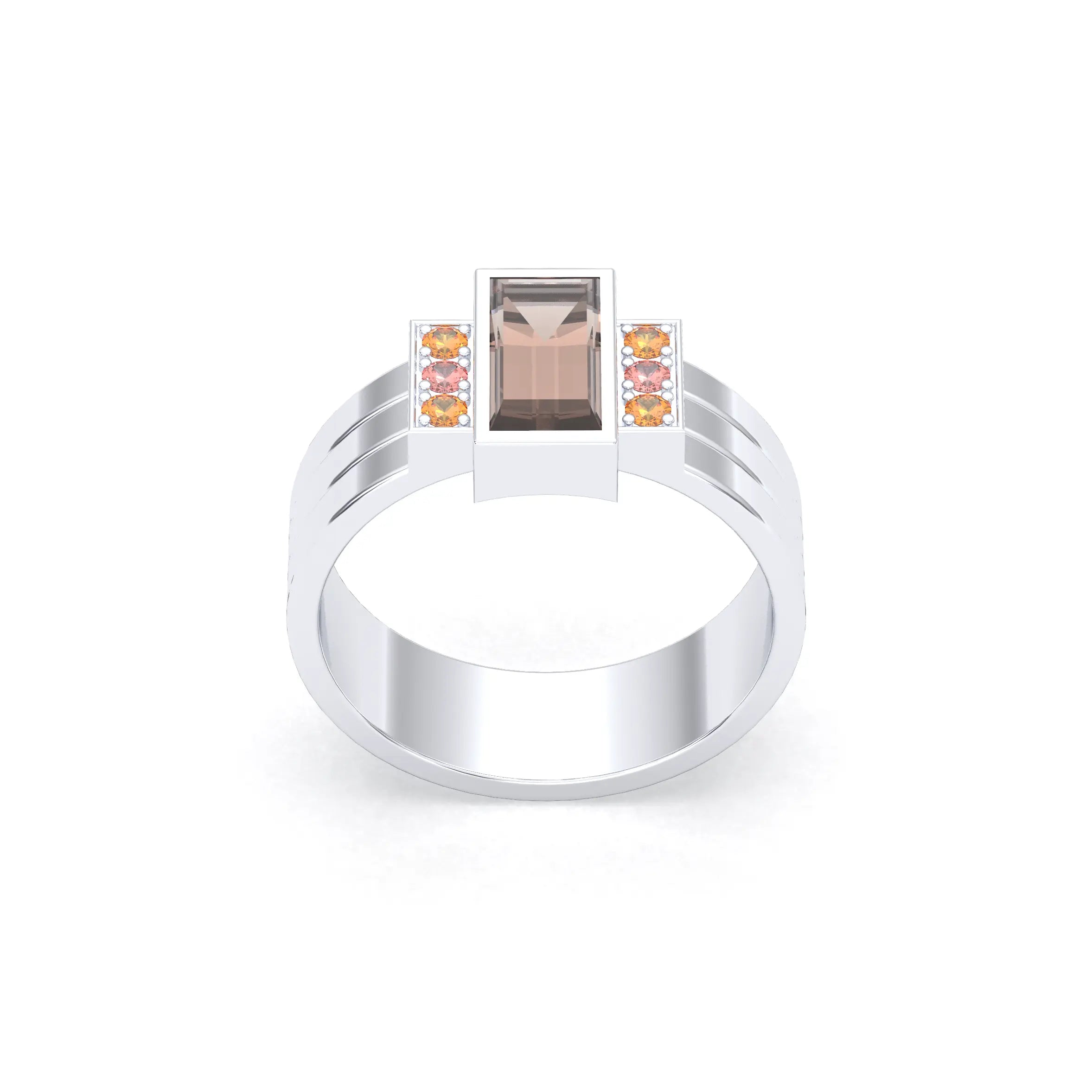 Bague Art Déco – Or Blanc 18k & Cascade de Pierres Précieuses