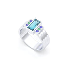 Bague Art Déco – Or Blanc 18k & Cascade de Pierres Précieuses