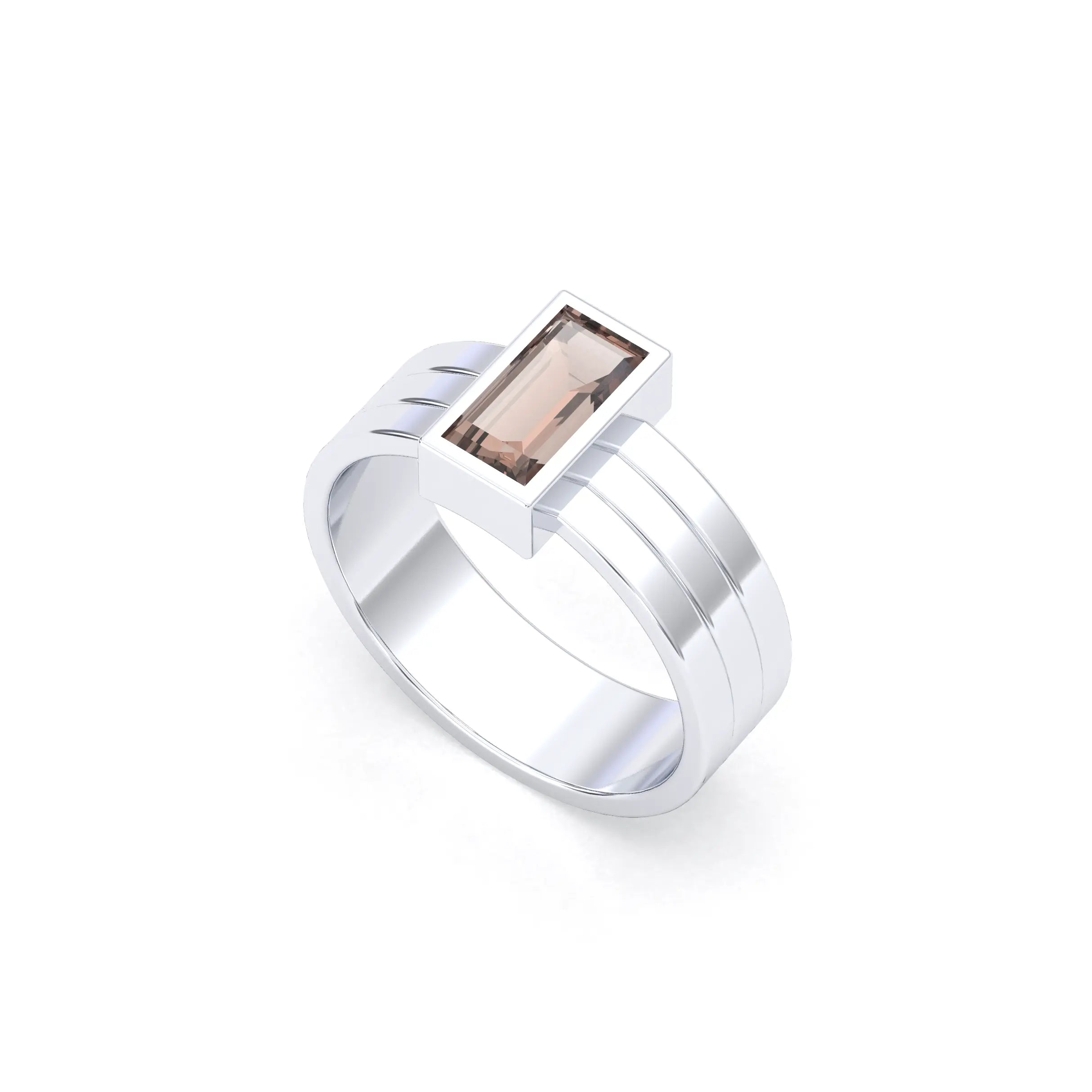 Bague Art Déco – Or Blanc & Pierre Fine Taille Baguette