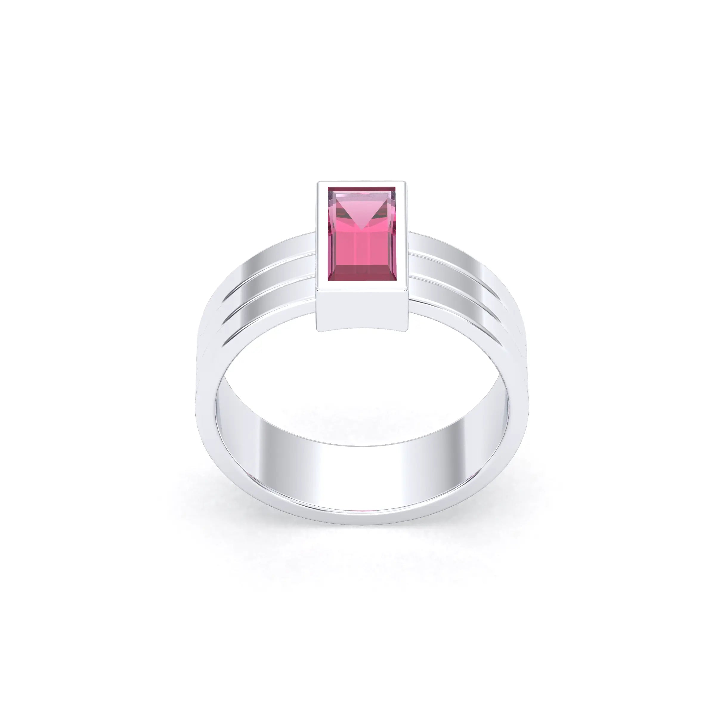 Bague Art Déco – Or Blanc & Pierre Fine Taille Baguette