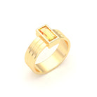 Bague Art Déco – Or Jaune & Pierre Fine Taille Baguette Citrine