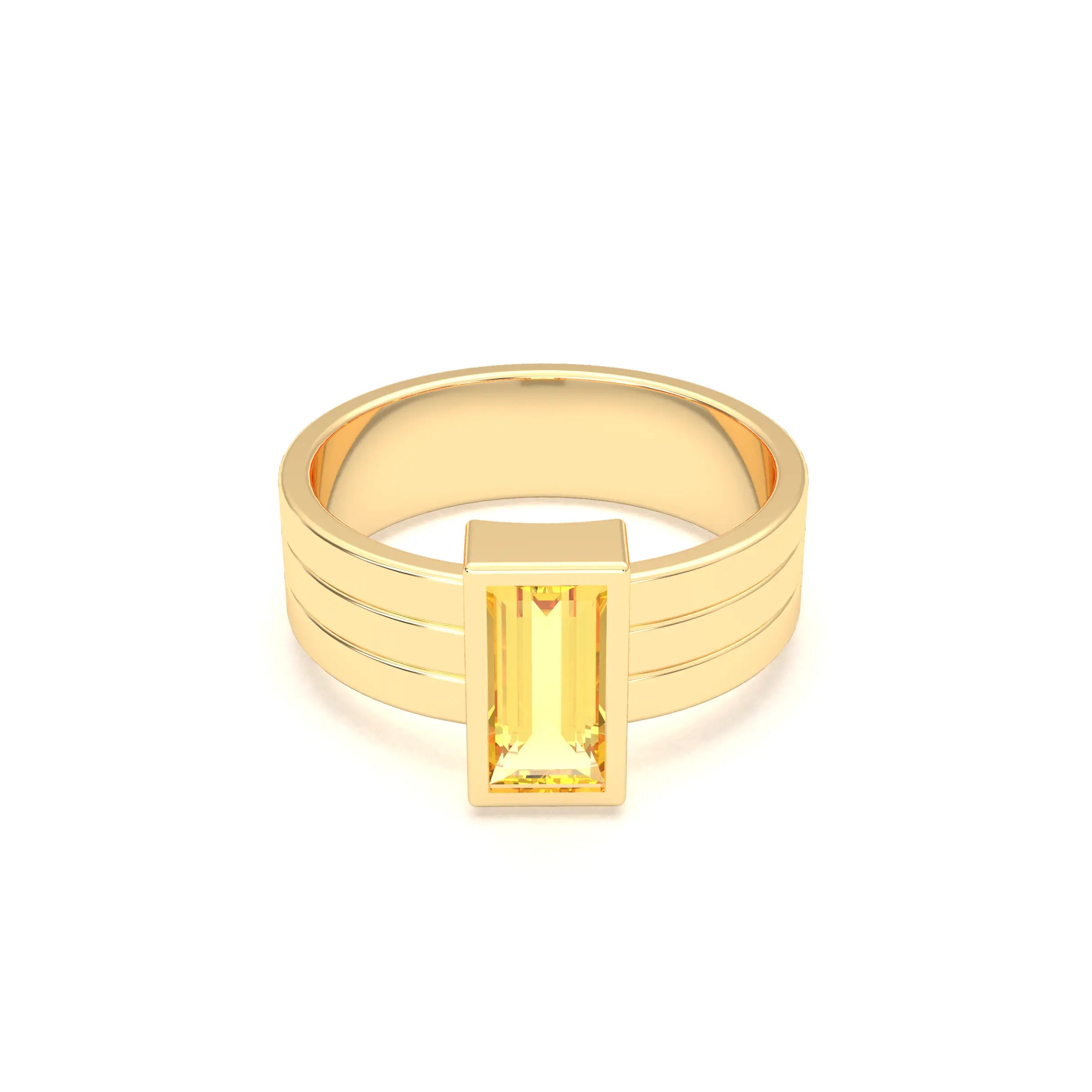 Bague Art Déco – Or Jaune & Pierre Fine Taille Baguette