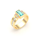 Bague Art Déco Or Bicolore, Saphirs et Tourmalines Or jaune - Intérieur or blanc