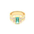Bague Art Déco Or Bicolore, Saphirs et Tourmalines