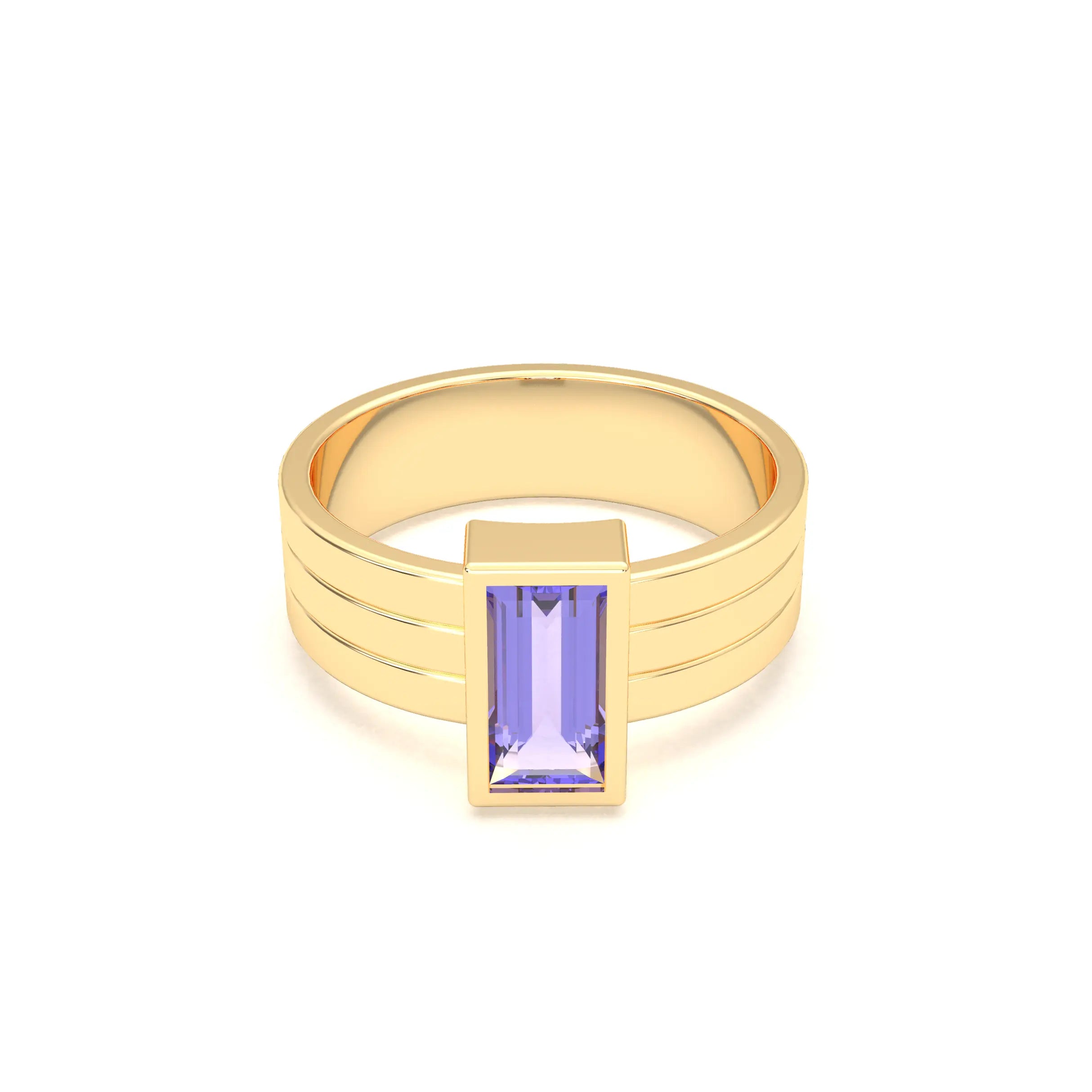 Bague Art Déco – Or Jaune & Pierre Fine Taille Baguette