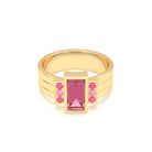 Bague Art Déco – Or Jaune 18 carats - Pierre fine & Cascade de Pierres Précieuses