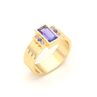 Bague Art Déco – Or Jaune 18 carats - Pierre fine & Cascade de Pierres Précieuses Iolite