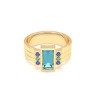 Bague Art Déco – Or Jaune 18 carats - Pierre fine & Cascade de Pierres Précieuses