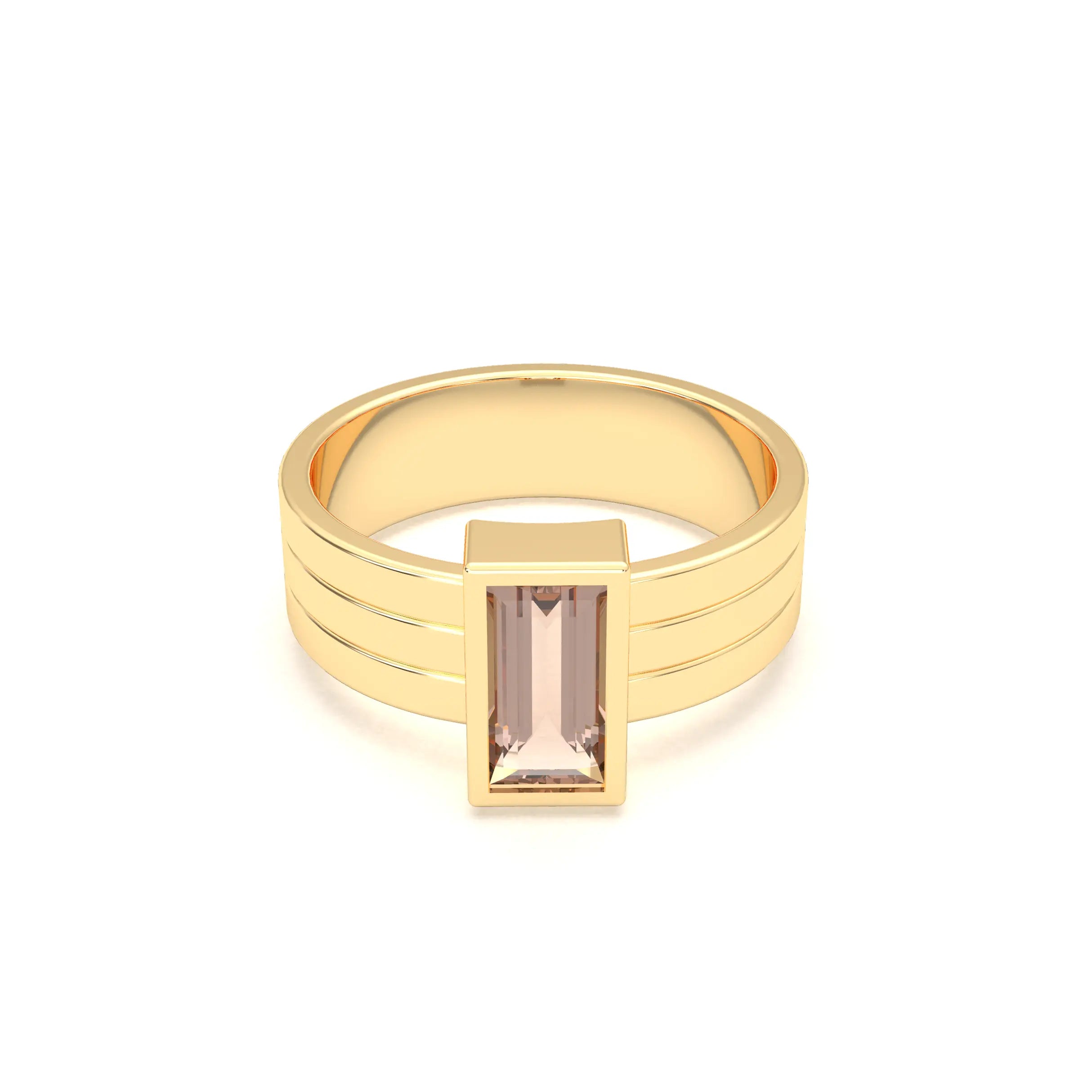 Bague Art Déco – Or Jaune & Pierre Fine Taille Baguette