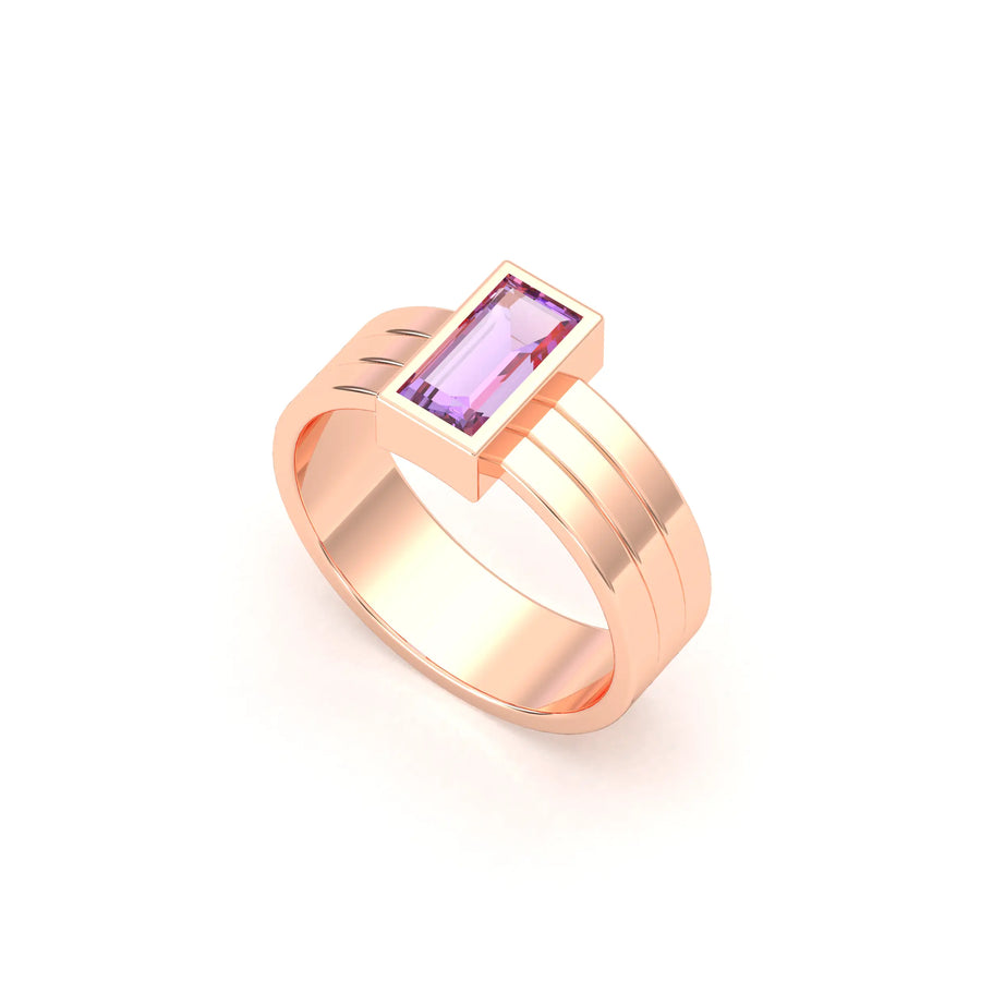 Bague de joaillerie en or rose 18 carats, vue de détail, fabriquée à l’atelier Bajoia de Sèvres