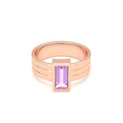 Bague Art Déco – Or Rose & Pierre Fine Taille Baguette