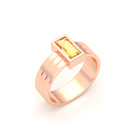 Bague Art Déco – Or Rose & Pierre Fine Taille Baguette Citrine