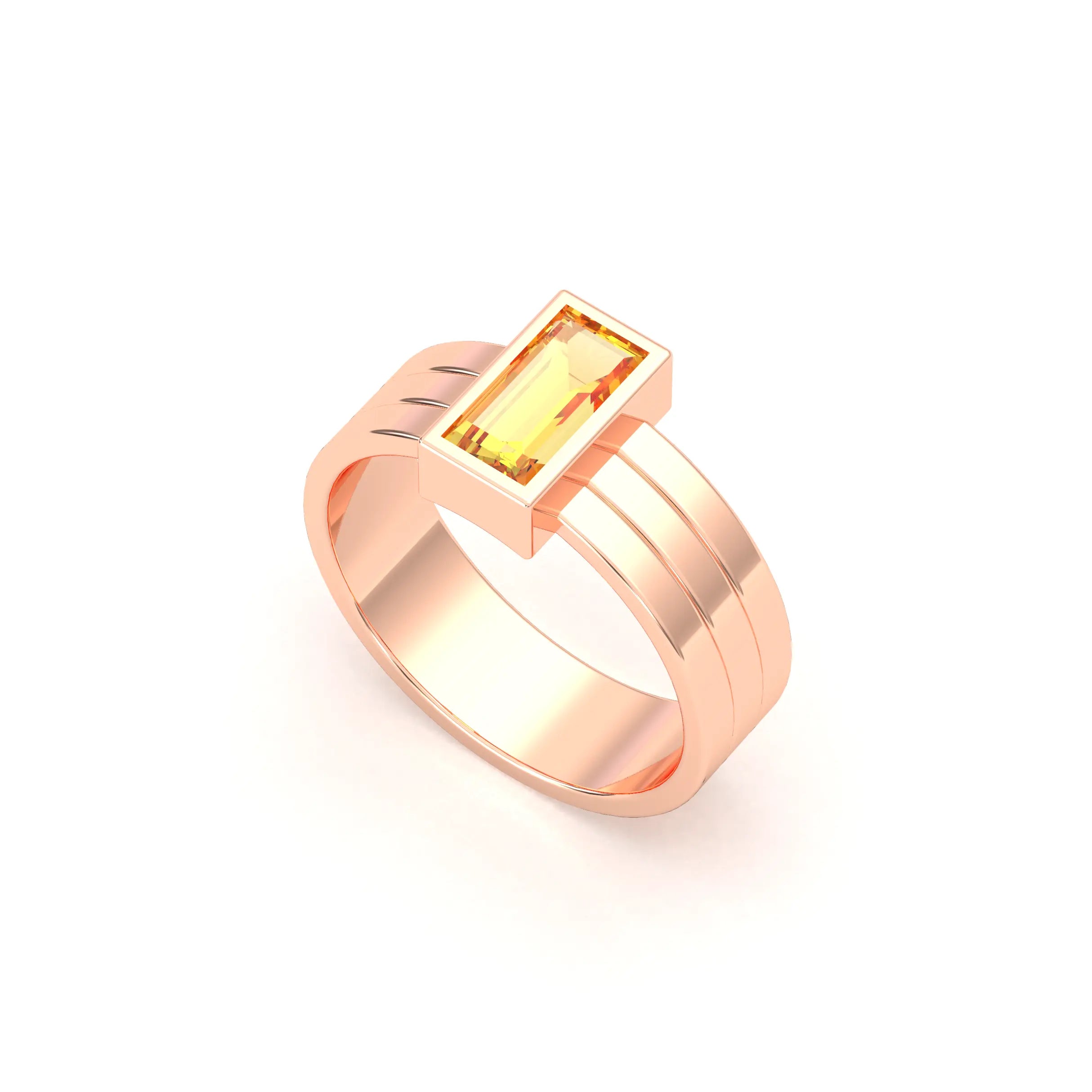 Bague Art Déco – Or Rose & Pierre Fine Taille Baguette