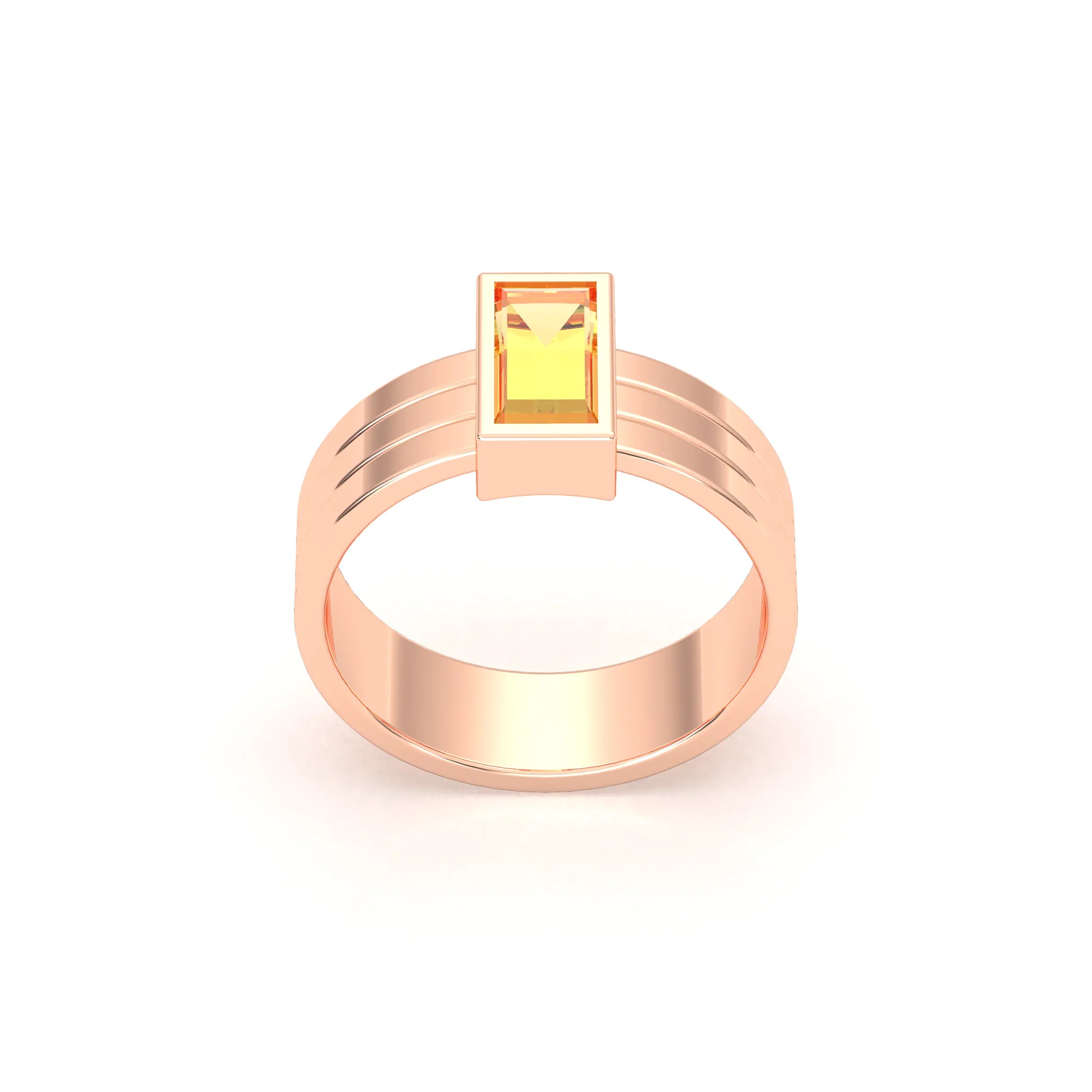 Bague Art Déco – Or Rose & Pierre Fine Taille Baguette