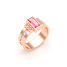 Bague Art Déco Or Bicolore, Saphirs et Tourmalines Or rose - Intérieur or blanc