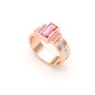 Bague Art Déco Or Bicolore, Saphirs et Tourmalines