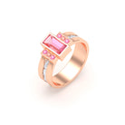 Bague Art Déco Or Bicolore, Saphirs et Tourmalines
