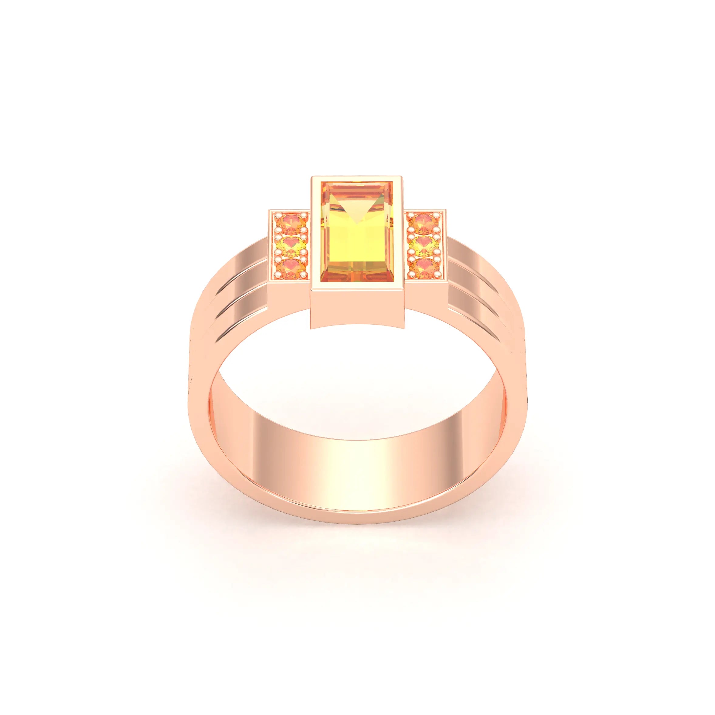 Bague Art Déco – Or Rose 18k & Cascade de Pierres Précieuses