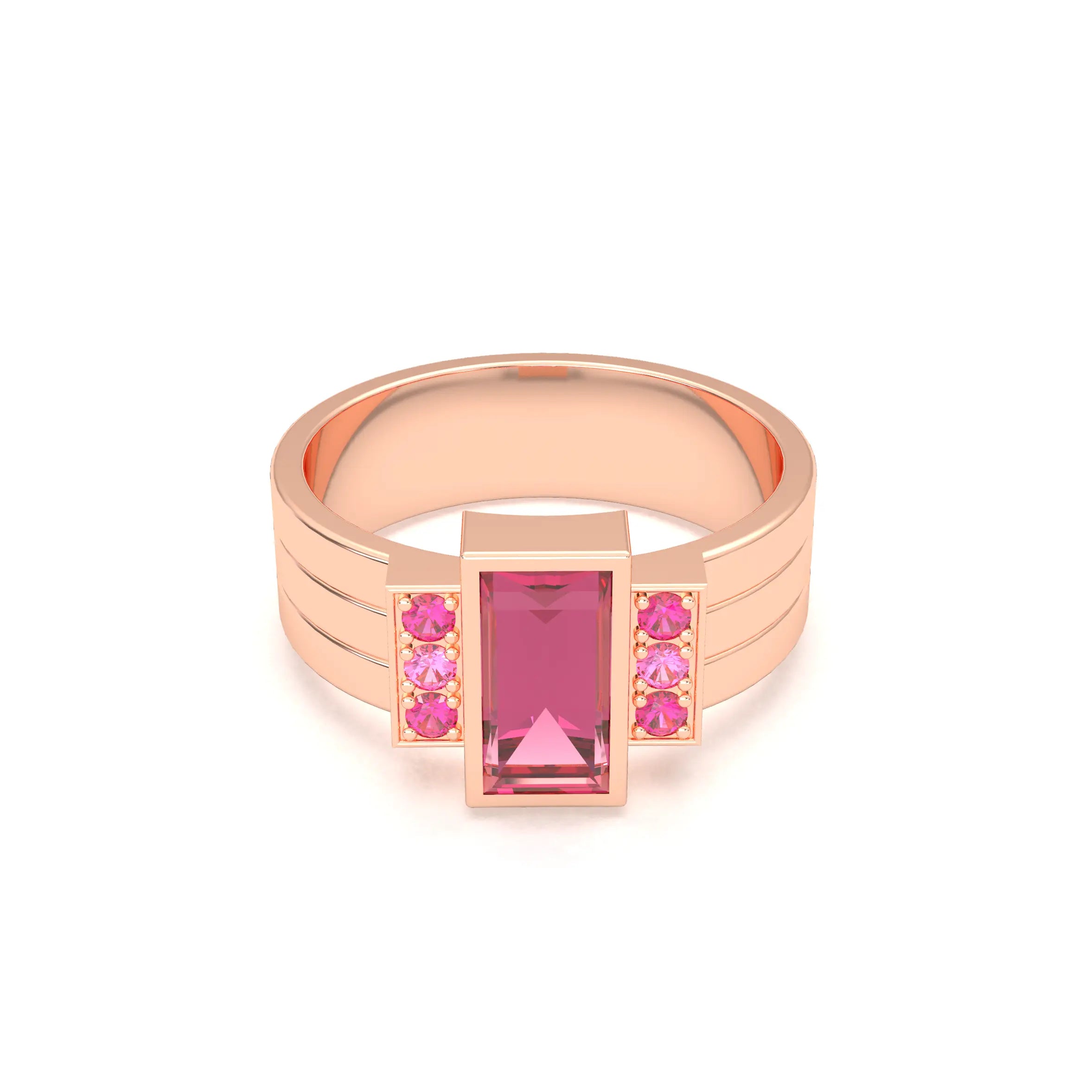 Bague Art Déco – Or Rose 18k & Cascade de Pierres Précieuses