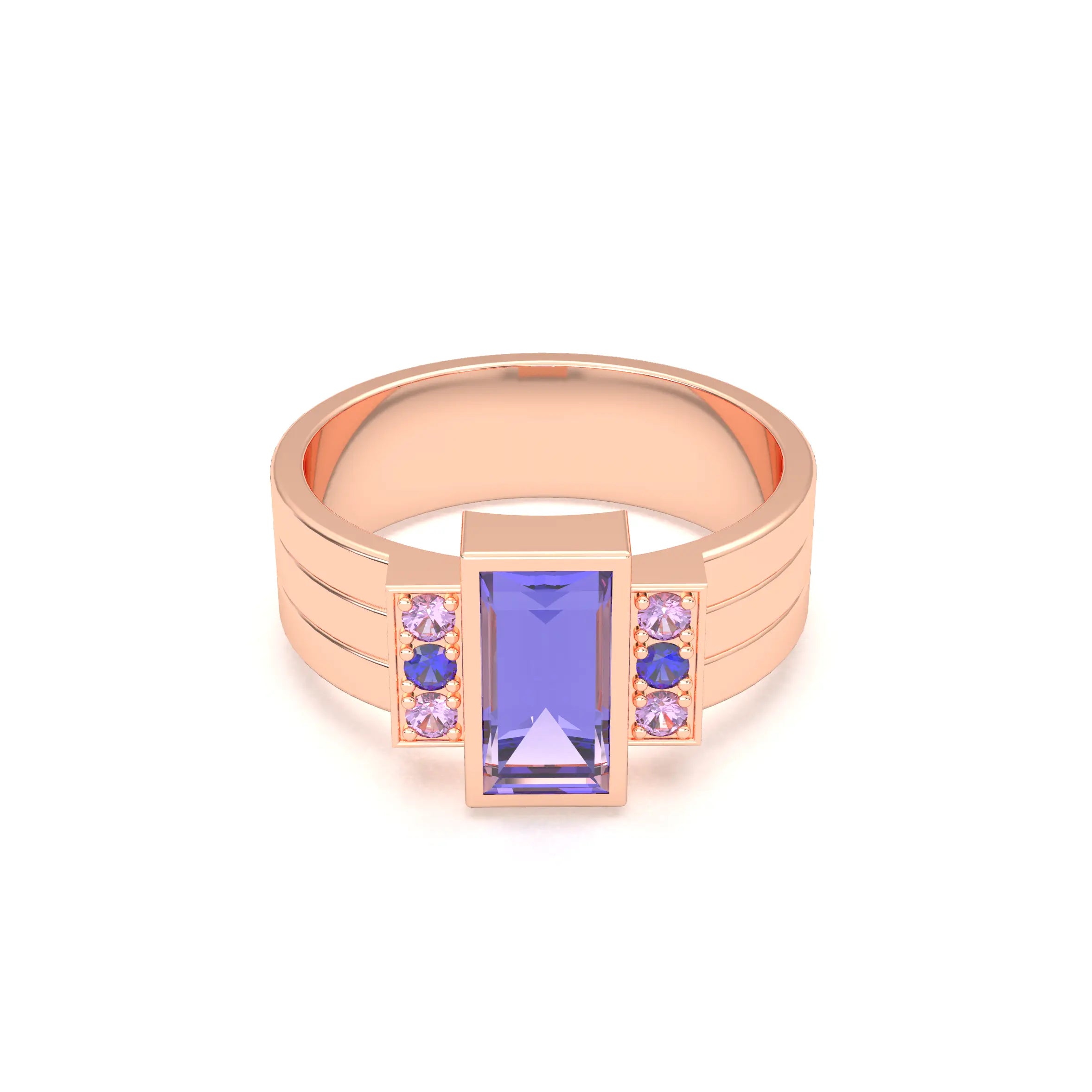 Bague Art Déco – Or Rose 18k & Cascade de Pierres Précieuses