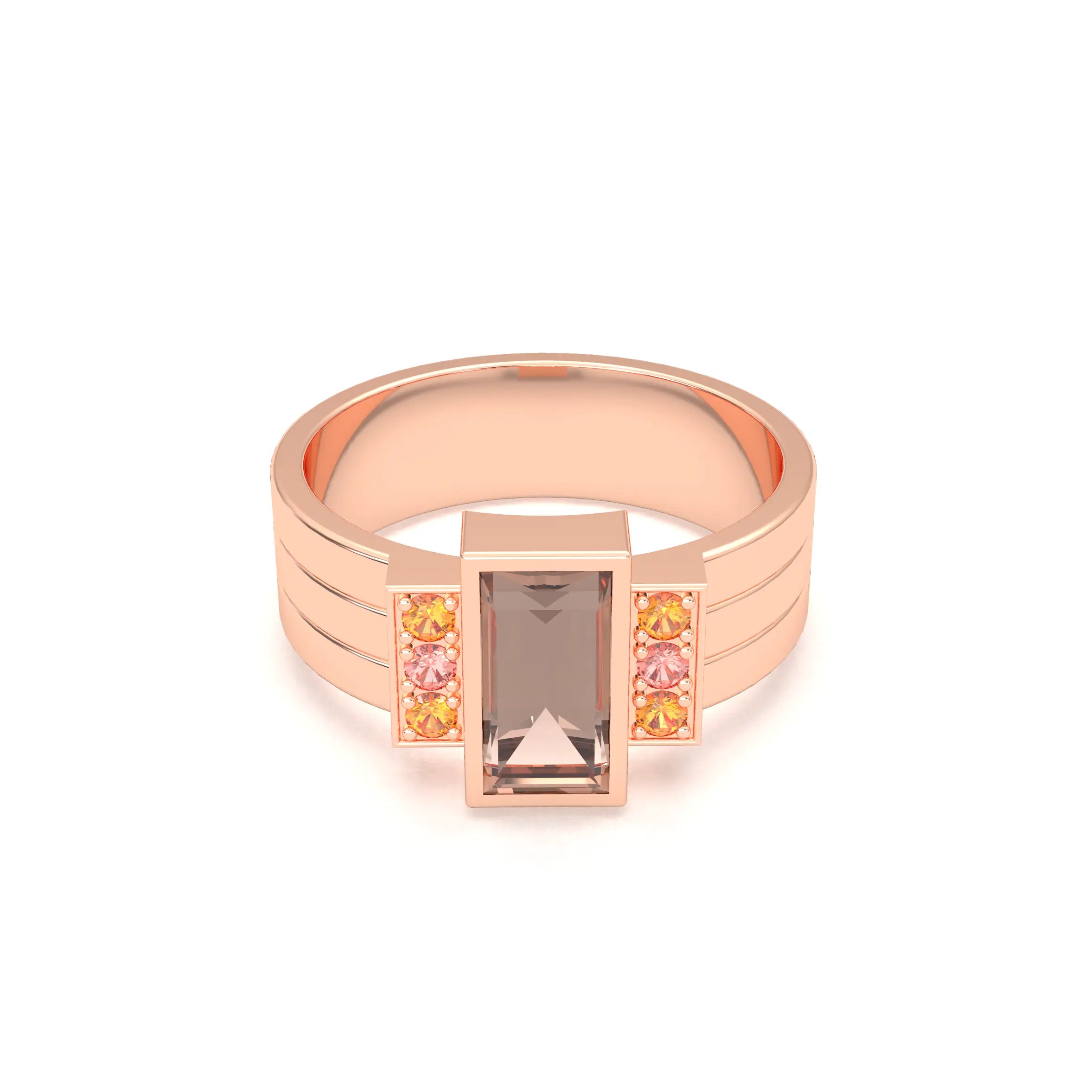 Bague Art Déco – Or Rose 18k & Cascade de Pierres Précieuses