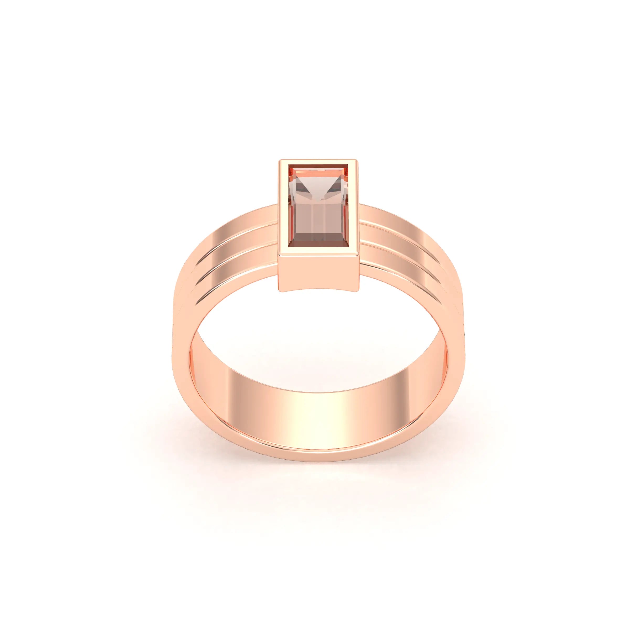 Bague Art Déco – Or Rose & Pierre Fine Taille Baguette