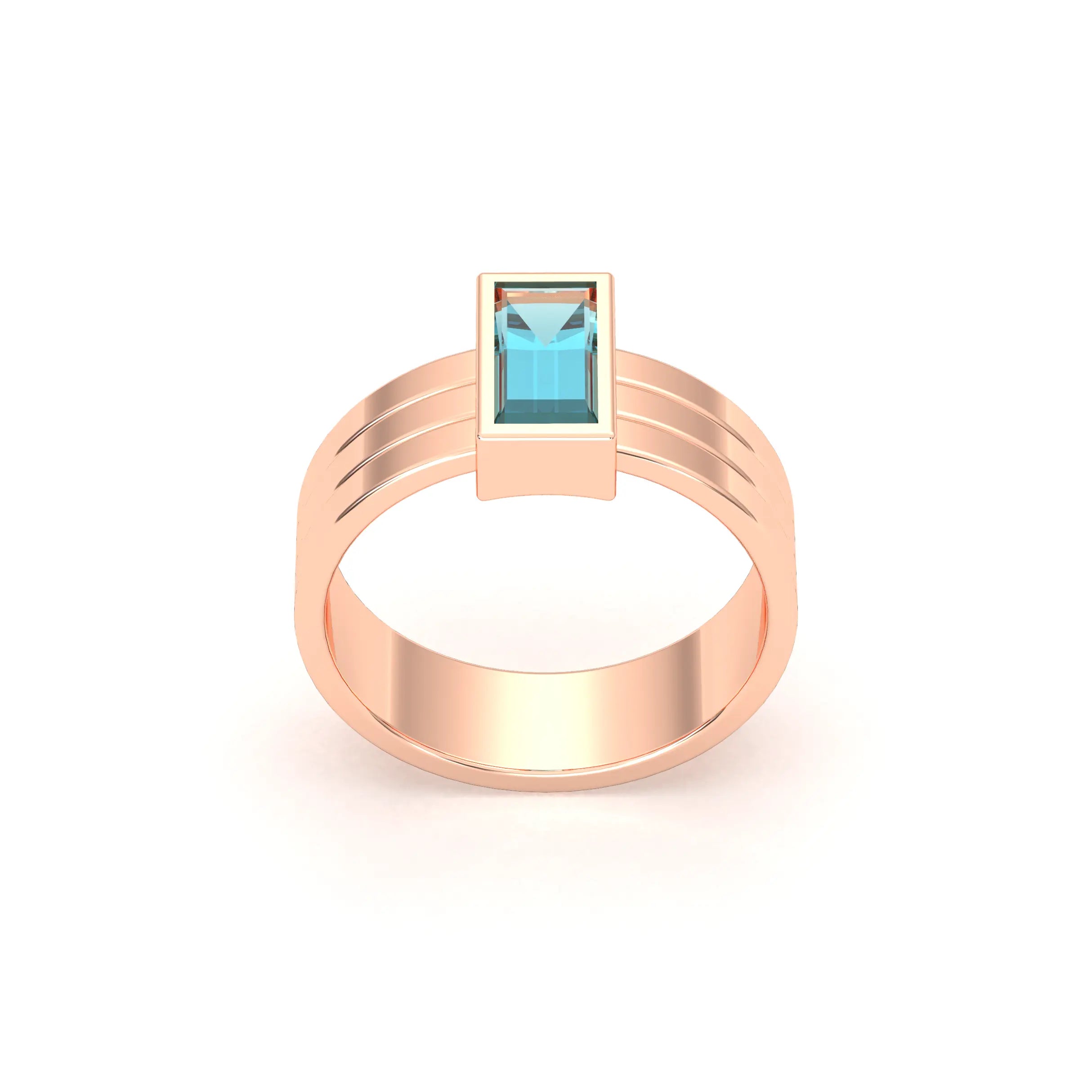 Bague Art Déco – Or Rose & Pierre Fine Taille Baguette