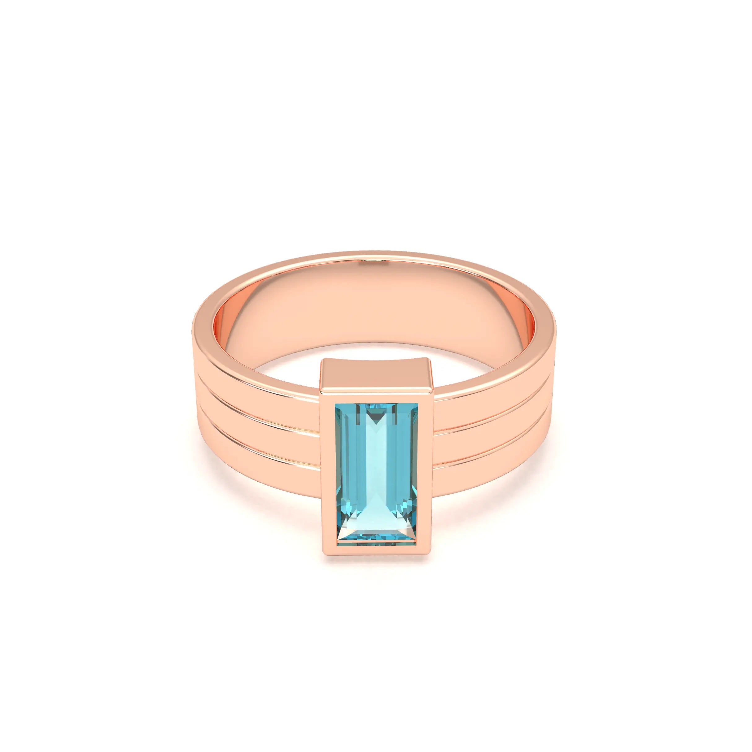 Bague Art Déco – Or Rose & Pierre Fine Taille Baguette