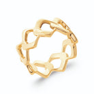 Bague bandeau ajouré de maillons gourmette en or poli en plaqué or