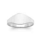 Bague bandeau cannelée en argent 925 rhodié, vue de face