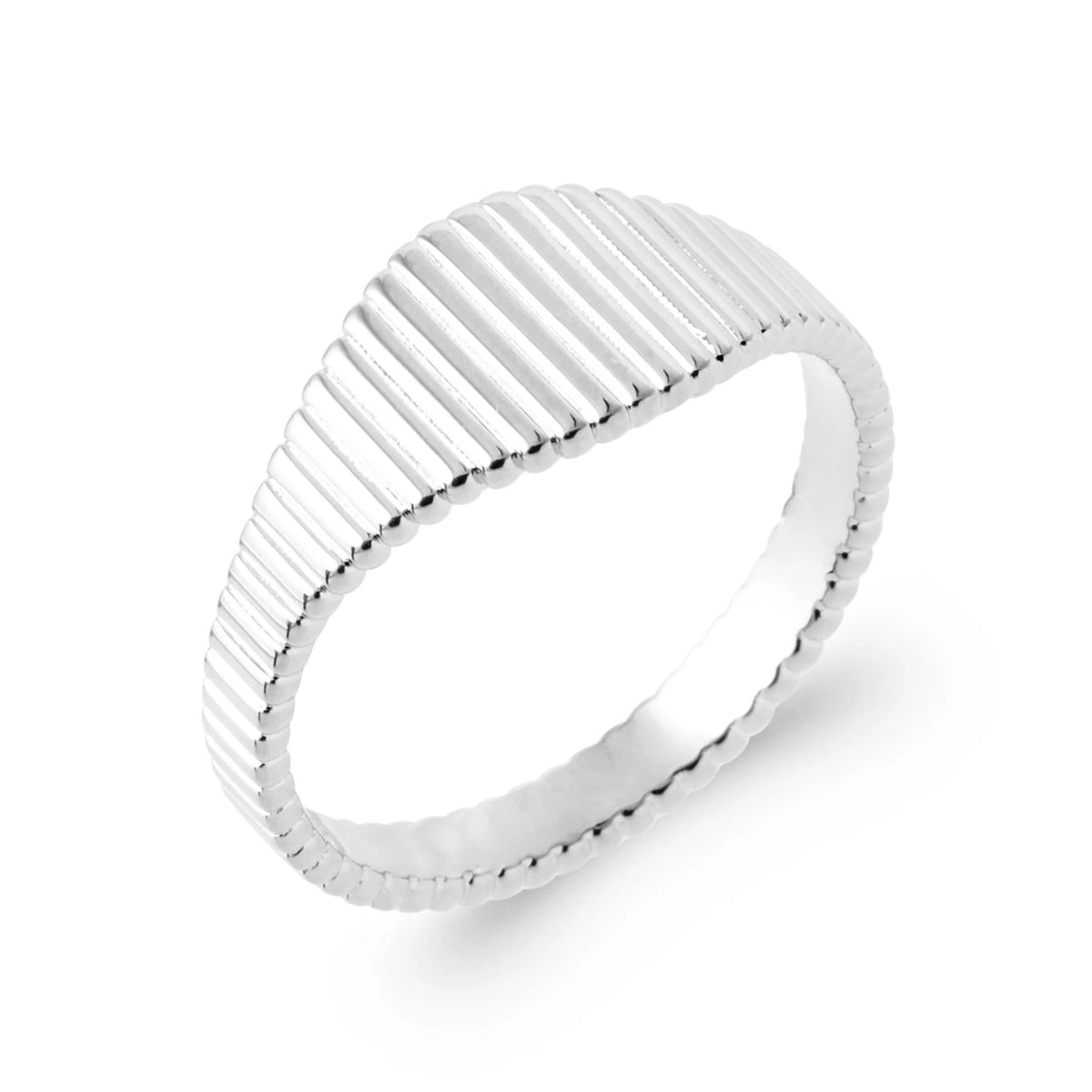 Bague bandeau cannelée en argent 925 rhodié