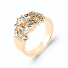 Bague bandeau constellation de zircons navettes et poires en plaqué or