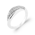 Bague bandeau croisé pavé de zircons en argent 925