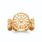 Bague bandeau dentelle de filigrane et rosace ajourée en plaqué or