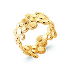 Bague bandeau dentelle de pastilles d’or en plaqué or