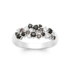 Bague bandeau double rang pierres noires et zircons en argent 925