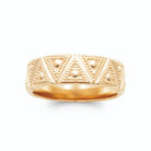 Bague bandeau gravé de triangles et grains d’or en plaqué or