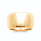 Bague bandeau large en dôme lisse poli miroir plaqué or, vue de face