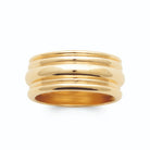 Bague bandeau large de joncs polis en gradins plaqué or, vue de face