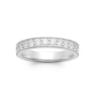 Bague bandeau large pavé de zircons et bords perlés en argent 925