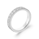Bague bandeau large pavé de zircons et bords perlés en argent 925