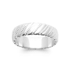 Bague bandeau à stries diagonales en argent 925 rhodié
